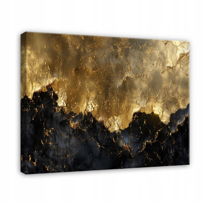 Tableau abstrait doré noir moderne sur toile pour mur de chambre à coucher 40x30