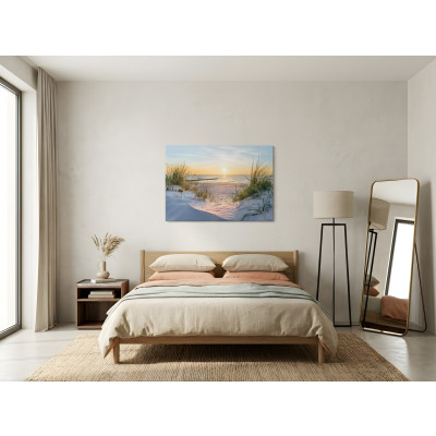 Tableau 3D &laquo; Plage et mer &raquo; sur toile pour le salon, 60 x 40