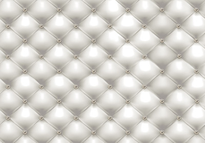 Papier peint capitonné blanc cristaux glamour chambre