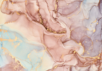 Papier peint marbre pastel rose or abstrait glamour salon
