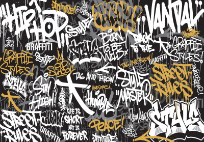 Papier peint graffiti hip hop street art urbain noir chambre ado