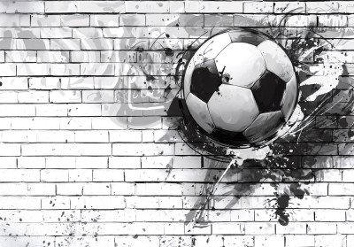 Papier peint ballon foot graffiti mur briques street art chambre ado