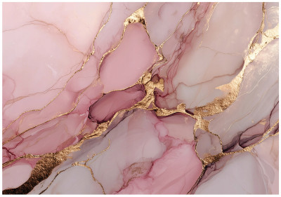 Papier peint marbré doré et rose pour chambre à coucher ou salon, papier peint intissé, 200 x 140 cm