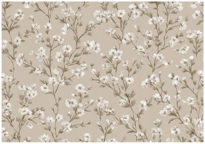 Papier peint photo abstrait à fleurs, beige, pour chambre à coucher ou salon, papier peint intissé, 300 x 210 cm
