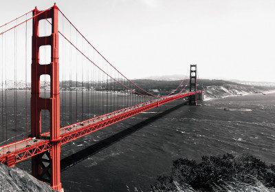 Papier peint mural Golden Gate San Francisco rouge pour salon ou bureau