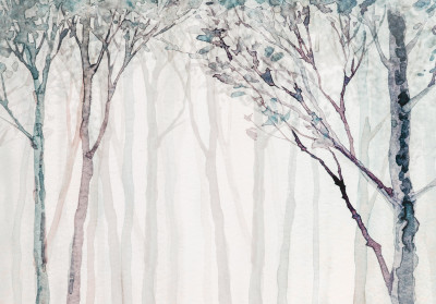 Papier peint mural « Forêt brumeuse » pour le salon