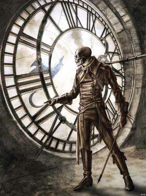 Papier peint mural « Horloge squelette steampunk » pour le salon