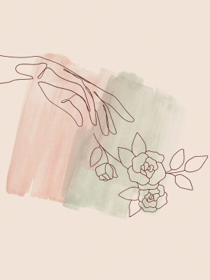 Papier peint mural avec motif de roses dessinées à la main pour le salon