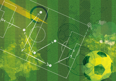Papier peint mural représentant un terrain de football, pour un salon vert