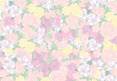 Papier peint mural à motif de roses pastel pour le salon
