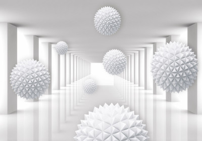 Papier peint mural 3D « Tunnel de sphères » pour salon