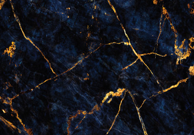Papier peint mural marbre bleu marine et doré pour le salon