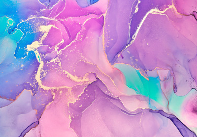 Papier peint mural violet et rose effet marbre pour le salon