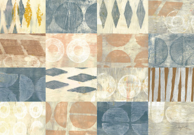 Papier peint mural à motif géométrique et coloris terreux pour le salon