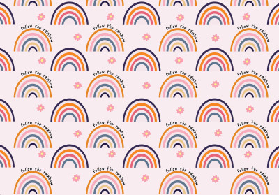 Papier peint mural bohème à motifs arc-en-ciel pour chambre d'enfant