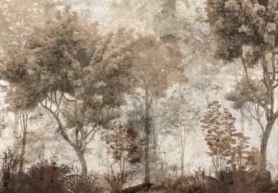 Papier peint mural « Sepia Misty Forest » pour le salon