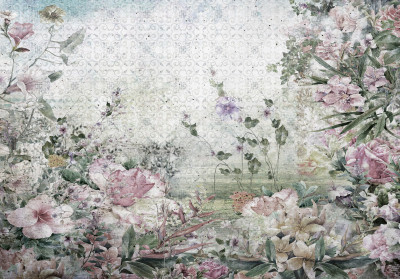 Papier peint mural vintage « Fleurs de jardin » pour le salon