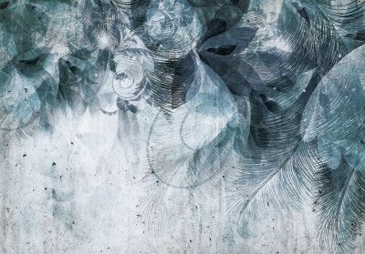 Papier peint mural abstrait avec des plumes pour le salon