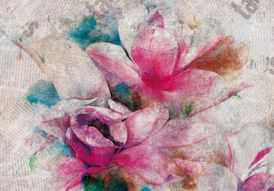 Papier peint mural « Magnolias » style aquarelle pour salon