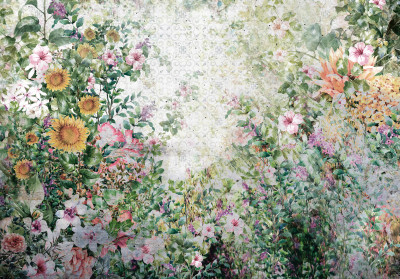 Papier peint mural « Jardin de fleurs sauvages » pour le salon