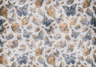 Papier peint mural avec motif de papillons et de coquillages pour le salon