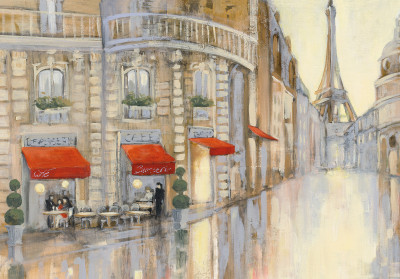 Papier peint mural « Café de Paris et Tour Eiffel » pour le salon