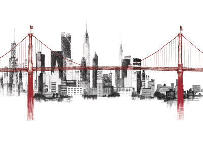 Papier peint mural « NEW York : skyline et pont » pour le salon