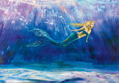 Papier peint mural « Sirène sous l'eau » pour le salon