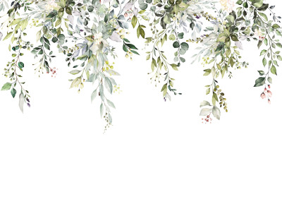 Papier peint mural « Feuilles vertes d'eucalyptus » pour le salon