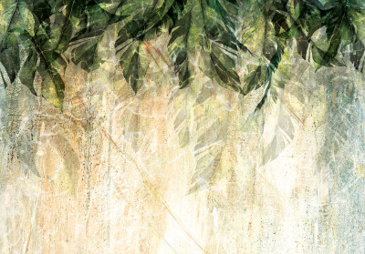 Papier peint mural vert et beige pour le salon