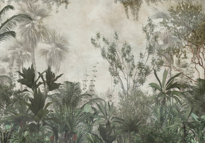 Papier peint mural « Jungle tropicale vintage » pour le salon