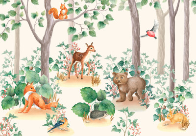 Papier peint mural « Animaux de la forêt » pour chambre d'enfant
