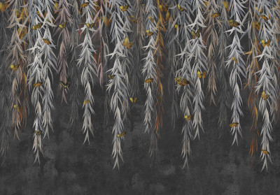 Papier peint mural « Branches de saule » pour salon sombre