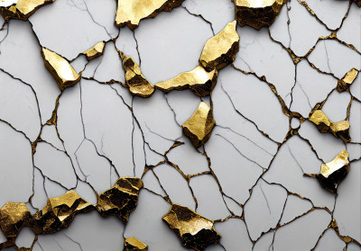 Papier peint mural marbre blanc doré pour le salon