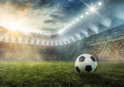Papier peint murale « Stade de football et ballon » pour le salon