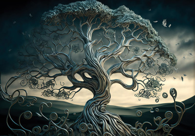 Papier peint mural « Arbre surréaliste » pour un salon fantastique