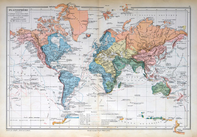 Papier peint mural vintage représentant une carte du monde pour le salon
