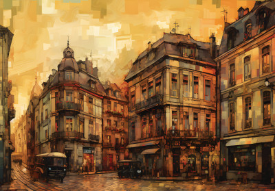 Papier peint mural « Rue de la vieille ville » pour le salon