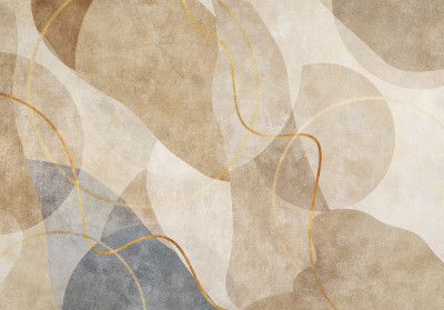 Papier peint mural abstrait aux formes organiques pour le salon