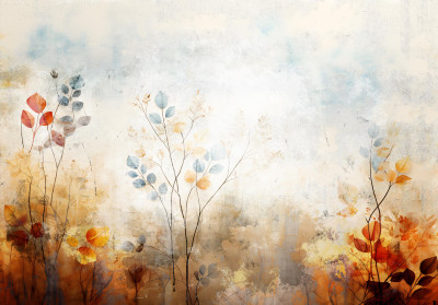 Papier peint mural abstrait « Feuilles d'automne » pour le salon