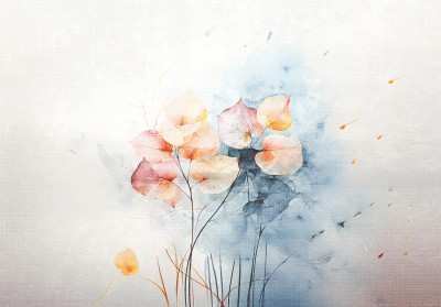 Papier peint mural abstrait avec des fleurs à l'aquarelle pour le salon