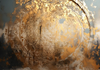Papier peint mural « Mandala doré grunge » pour le salon