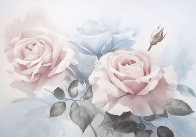 Papier peint mural « Pastel roses » style aquarelle pour le salon