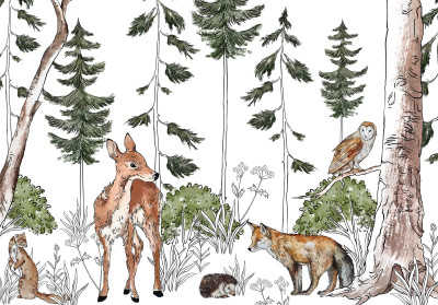 Papier peint mural « Animaux de la forêt » pour chambre d'enfant