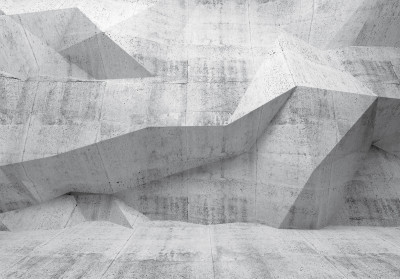 Papier peint mural 3D en béton aux motifs géométriques, gris industriel, pour salon ou bureau