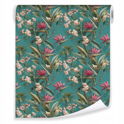 Papier peint à motifs de fleurs et de feuilles sur intissé, pour le salon ou la chambre à coucher