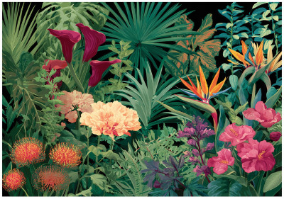 Papier peint photo fleurs feuilles jungle chambre salon papier peint intissé 350 x 250