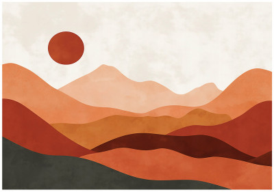 Papier peint art déco montagnes paysage chambre salon papier peint intissé 150x105