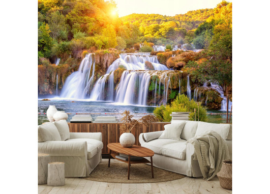 Papier peint 3D &laquo; Cascade &raquo; avec paysage pour chambre &agrave; coucher ou salon, format 400 x 280